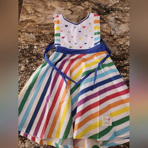 Colorful Striped Dress with Heart Pattern - Picture 1 of 1